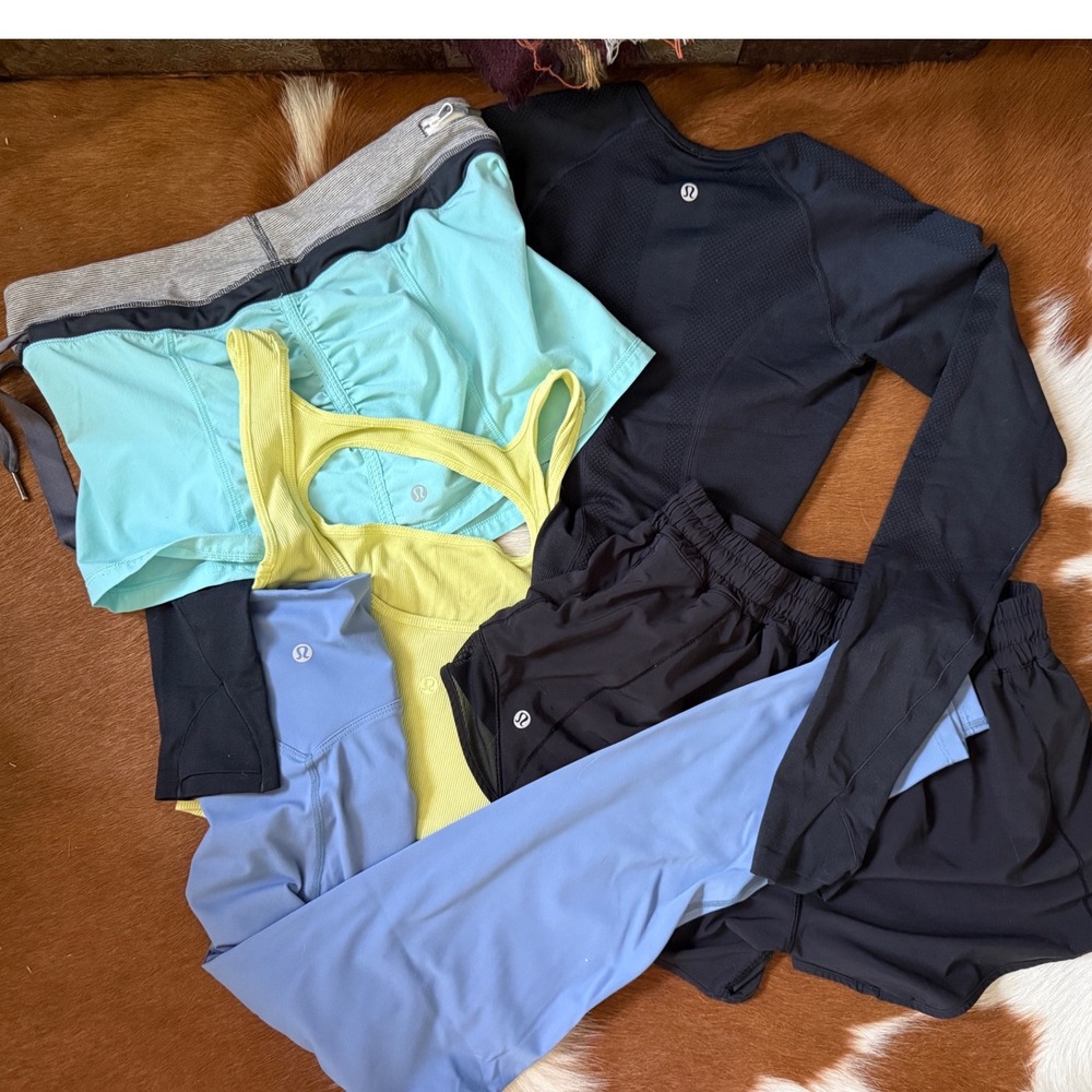 Lululemon Activewear Bundle Leggings Shorts Skort Swiftly Tech Tank Top 5pc Set - Picture 2 of 15